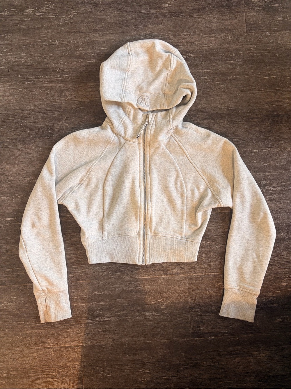 Lulu Cropped Zip Scuba Hoodie - Light Gray - Picture 2 of 2
